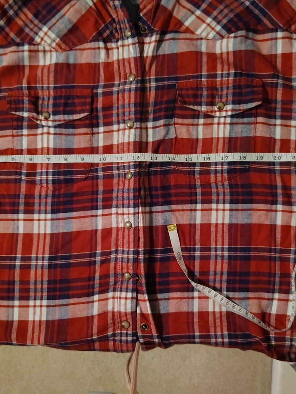 XL JACHS Girlfriend Super-Soft Flannel Red and Navy Plaid Button-Down Shirt - Picture 10 of 13